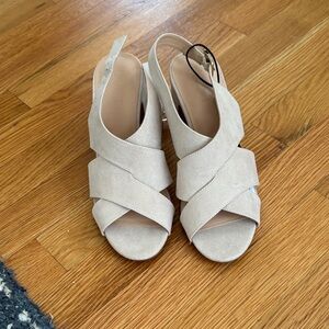 LOFT Cream Cross-Strap Heels